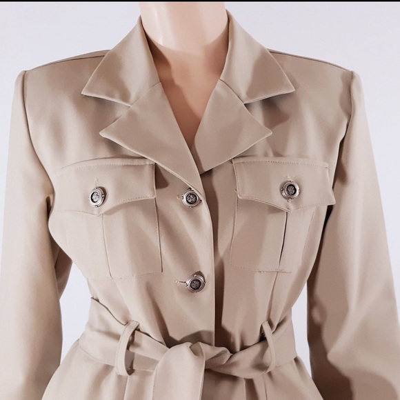 Vintage 70’s Women’s Suit Blazer Pant 2 piece set beige khaki Scarlett size 8 - Picture 4 of 11